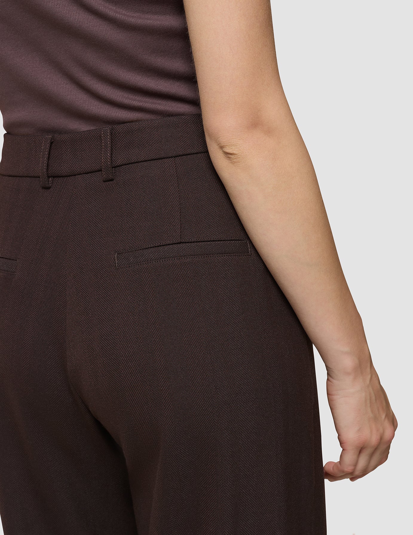 Women's Serene Pants Wide Chocolate Herringbone - Image 6